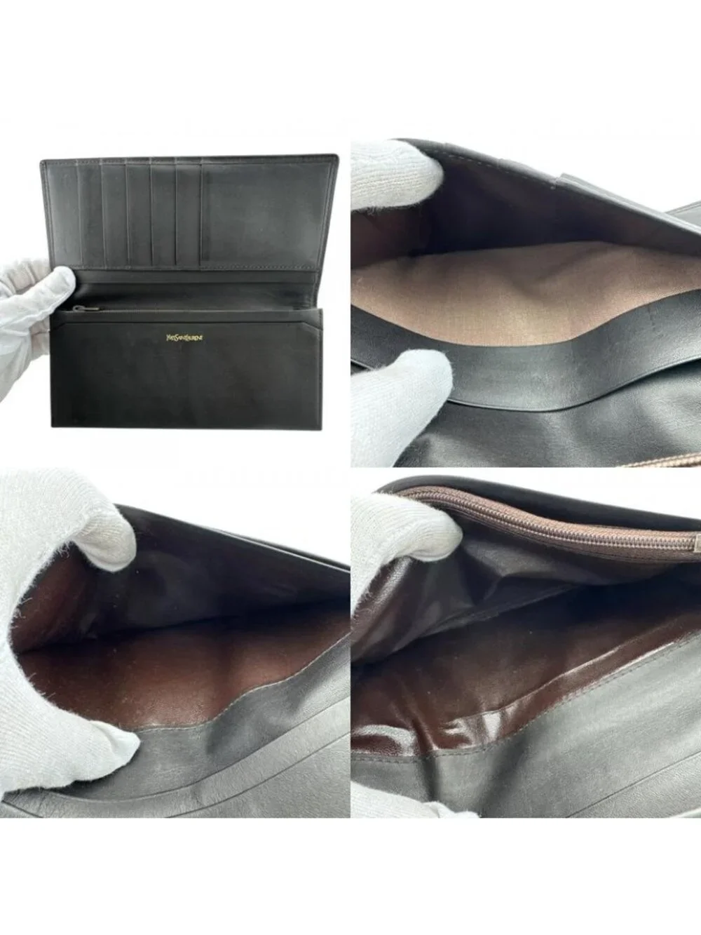 Saint Laurent Yves YSL Bifold Vintage Leather Wallet Black - Picture 7 of 8